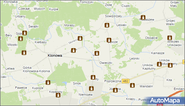 mapa Liski gmina Klonowa, Liski gmina Klonowa na mapie Targeo