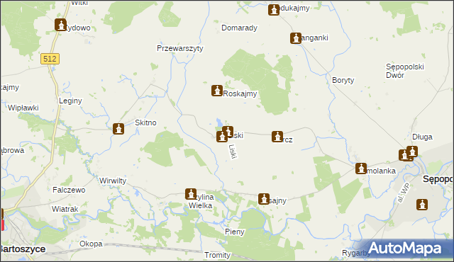 mapa Liski gmina Sępopol, Liski gmina Sępopol na mapie Targeo