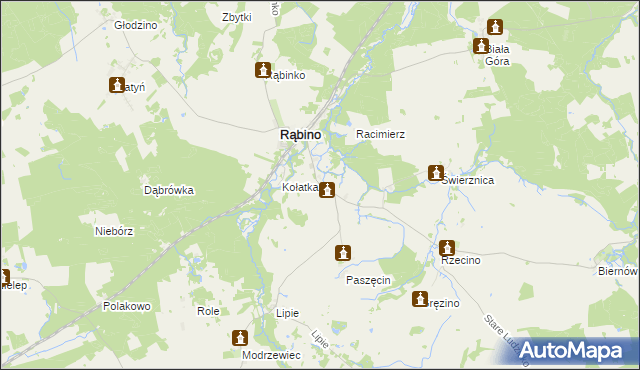 mapa Liskowo gmina Rąbino, Liskowo gmina Rąbino na mapie Targeo