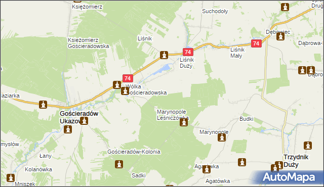 mapa Liśnik Duży-Kolonia, Liśnik Duży-Kolonia na mapie Targeo