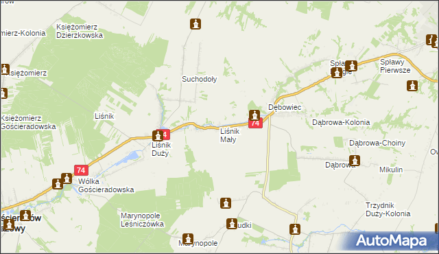 mapa Liśnik Mały, Liśnik Mały na mapie Targeo