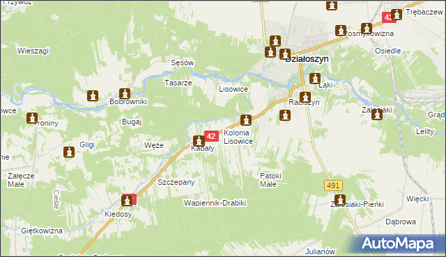 mapa Lisowice-Kolonia, Lisowice-Kolonia na mapie Targeo