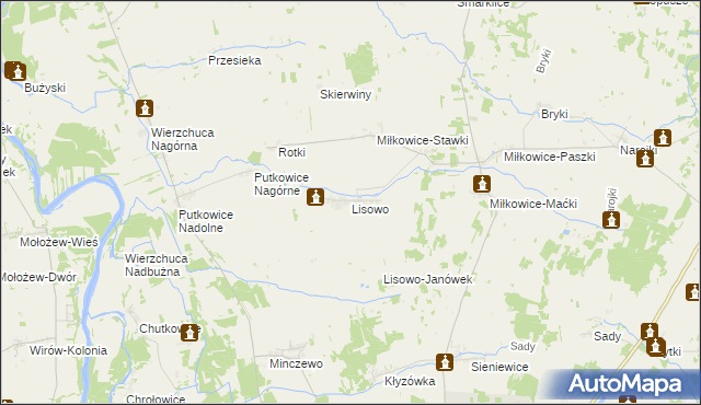 mapa Lisowo gmina Drohiczyn, Lisowo gmina Drohiczyn na mapie Targeo