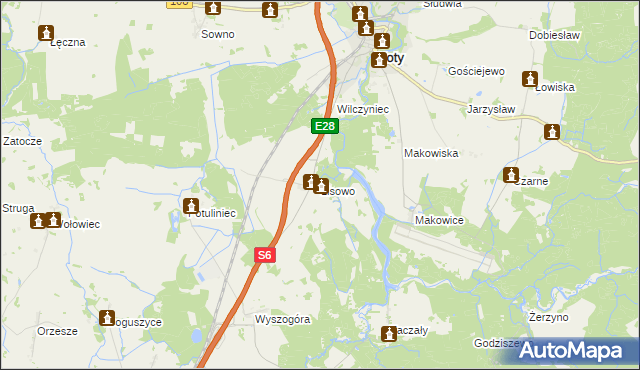 mapa Lisowo gmina Płoty, Lisowo gmina Płoty na mapie Targeo