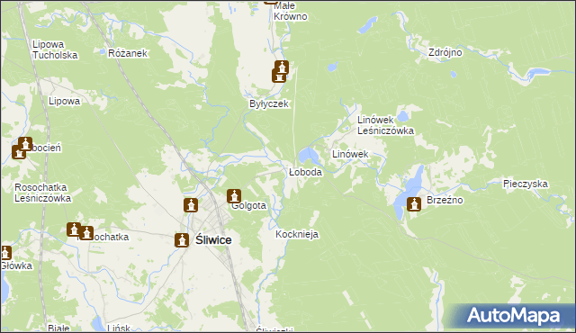 mapa Łoboda gmina Śliwice, Łoboda gmina Śliwice na mapie Targeo