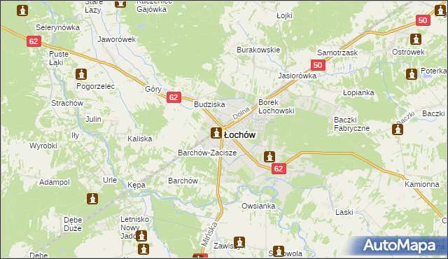 mapa Łochów powiat węgrowski, Łochów powiat węgrowski na mapie Targeo