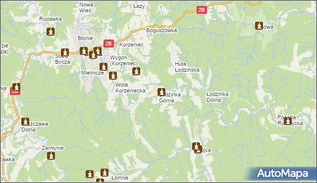 mapa Łodzinka Górna, Łodzinka Górna na mapie Targeo