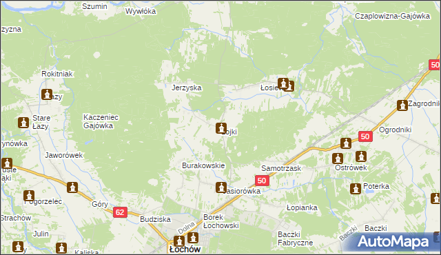 mapa Łojki gmina Łochów, Łojki gmina Łochów na mapie Targeo