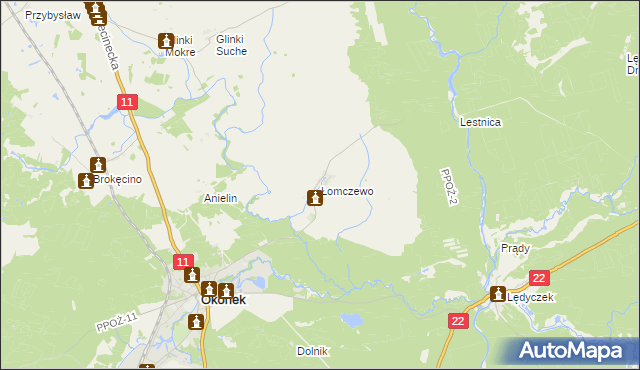 mapa Łomczewo, Łomczewo na mapie Targeo