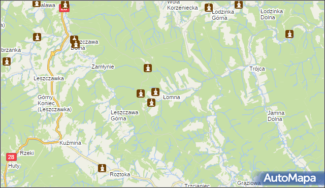 mapa Łomna gmina Bircza, Łomna gmina Bircza na mapie Targeo