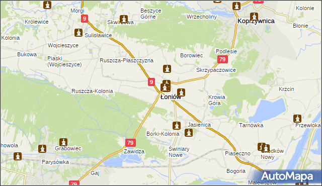 mapa Łoniów-Kolonia, Łoniów-Kolonia na mapie Targeo