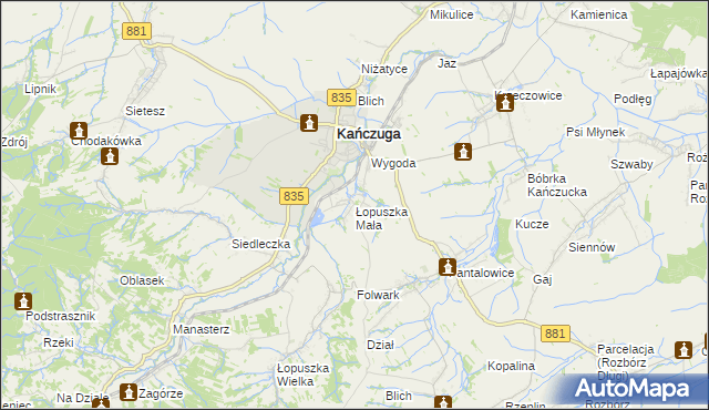 mapa Łopuszka Mała, Łopuszka Mała na mapie Targeo