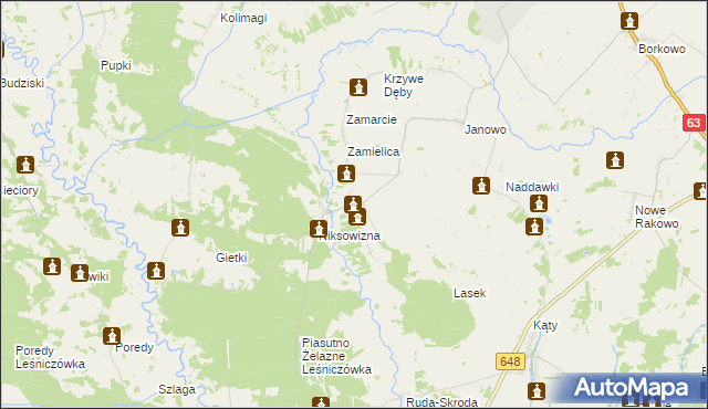 mapa Łosewo gmina Kolno, Łosewo gmina Kolno na mapie Targeo