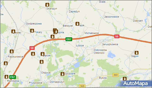 mapa Łosice gmina Długołęka, Łosice gmina Długołęka na mapie Targeo