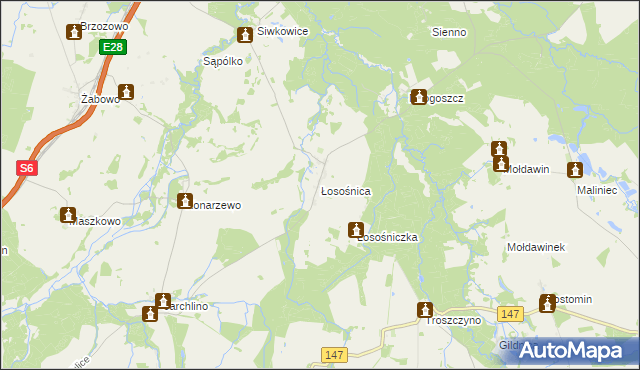 mapa Łosośnica, Łosośnica na mapie Targeo