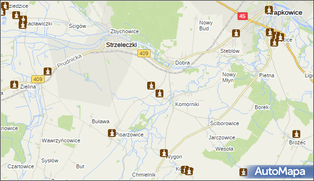 mapa Łowkowice gmina Strzeleczki, Łowkowice gmina Strzeleczki na mapie Targeo