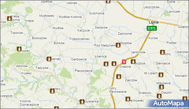 mapa Łownica, Łownica na mapie Targeo