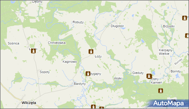 mapa Łozy gmina Płoskinia, Łozy gmina Płoskinia na mapie Targeo