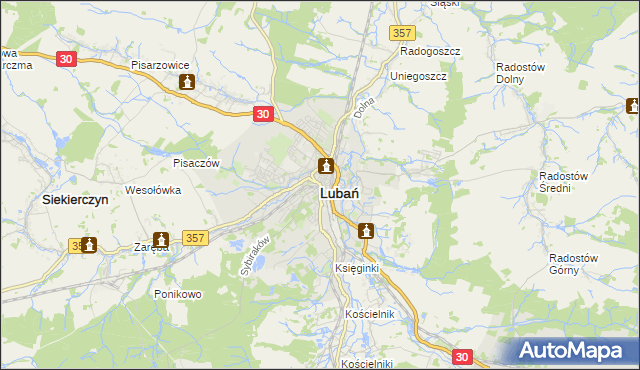 mapa Lubań, Lubań na mapie Targeo