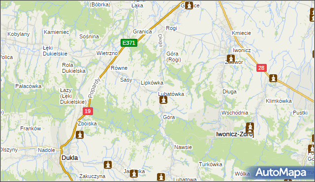 mapa Lubatówka, Lubatówka na mapie Targeo