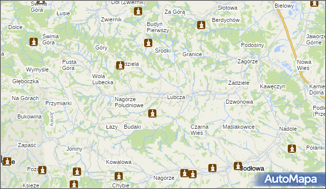 mapa Lubcza gmina Ryglice, Lubcza gmina Ryglice na mapie Targeo