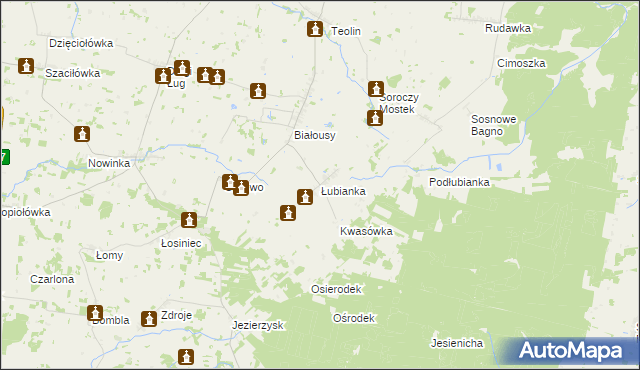 mapa Łubianka gmina Janów, Łubianka gmina Janów na mapie Targeo