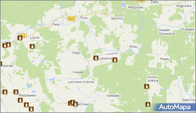 mapa Lubianka gmina Pieniężno, Lubianka gmina Pieniężno na mapie Targeo