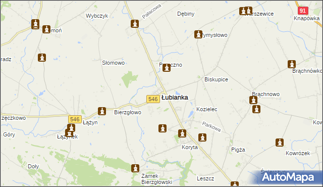 mapa Łubianka powiat toruński, Łubianka powiat toruński na mapie Targeo