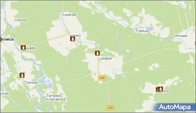 mapa Lubiatów gmina Dąbie, Lubiatów gmina Dąbie na mapie Targeo