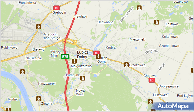 mapa Lubicz Górny, Lubicz Górny na mapie Targeo