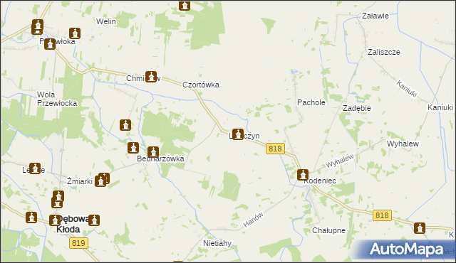 mapa Lubiczyn gmina Dębowa Kłoda, Lubiczyn gmina Dębowa Kłoda na mapie Targeo