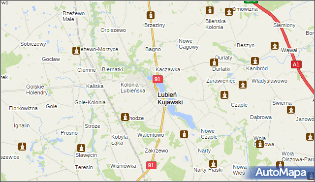 mapa Lubień Kujawski, Lubień Kujawski na mapie Targeo