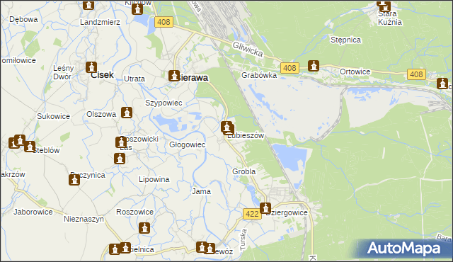 mapa Lubieszów gmina Bierawa, Lubieszów gmina Bierawa na mapie Targeo