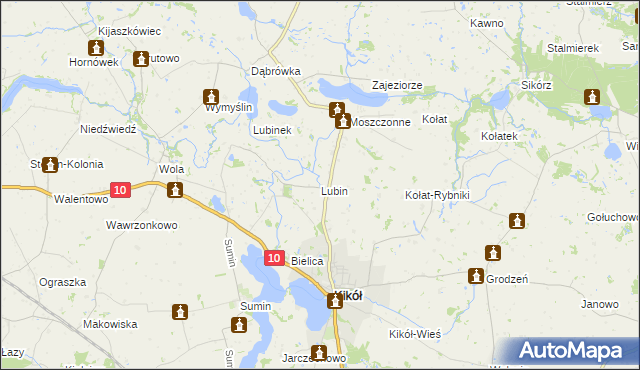 mapa Lubin gmina Kikół, Lubin gmina Kikół na mapie Targeo