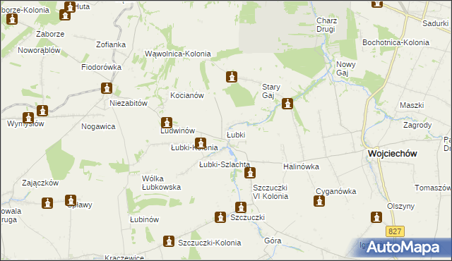 mapa Łubki gmina Wojciechów, Łubki gmina Wojciechów na mapie Targeo