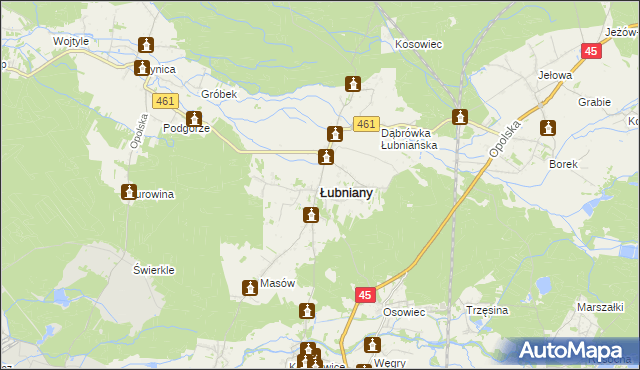 mapa Łubniany, Łubniany na mapie Targeo