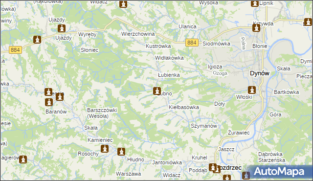 mapa Łubno gmina Dynów, Łubno gmina Dynów na mapie Targeo