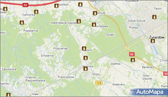 mapa Łubno gmina Wiskitki, Łubno gmina Wiskitki na mapie Targeo