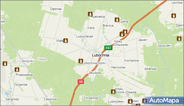 mapa Lubochnia powiat tomaszowski, Lubochnia powiat tomaszowski na mapie Targeo