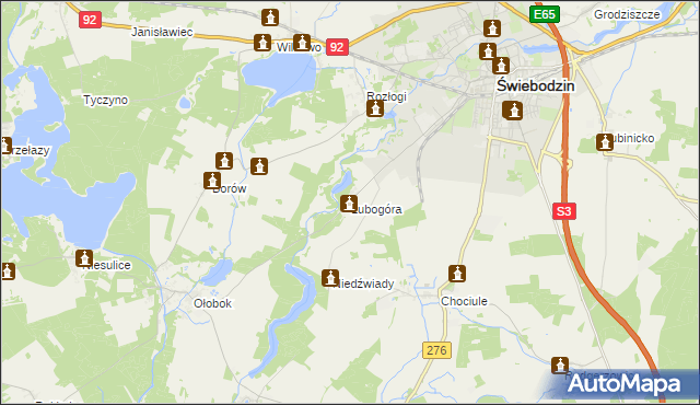 mapa Lubogóra, Lubogóra na mapie Targeo