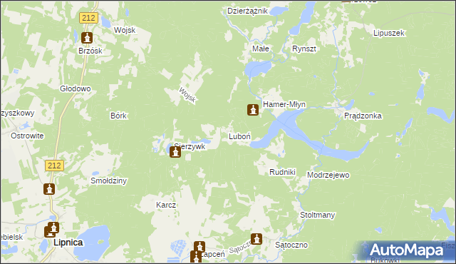 mapa Luboń gmina Lipnica, Luboń gmina Lipnica na mapie Targeo