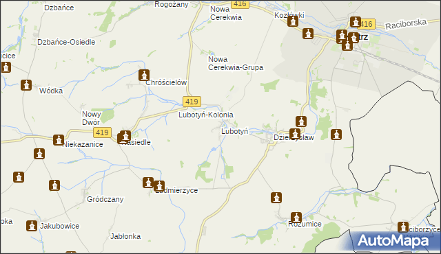 mapa Lubotyń gmina Kietrz, Lubotyń gmina Kietrz na mapie Targeo