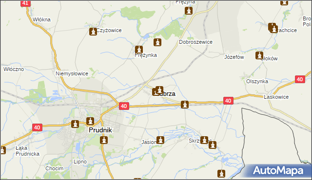 mapa Lubrza powiat prudnicki, Lubrza powiat prudnicki na mapie Targeo