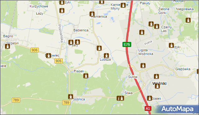 mapa Lubsza gmina Woźniki, Lubsza gmina Woźniki na mapie Targeo