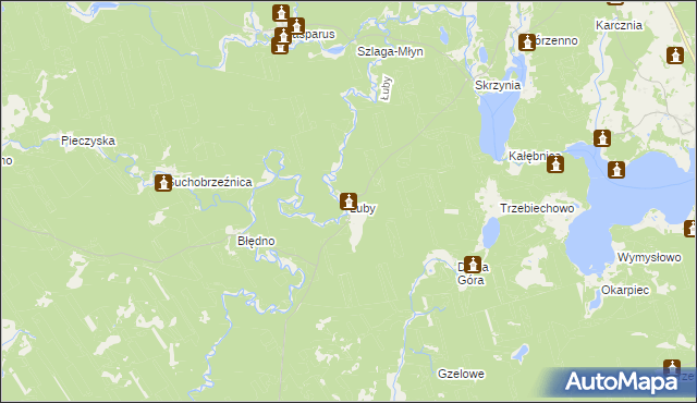 mapa Łuby gmina Osiek, Łuby gmina Osiek na mapie Targeo