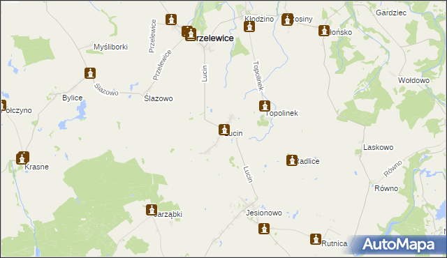 mapa Lucin gmina Przelewice, Lucin gmina Przelewice na mapie Targeo