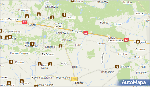 mapa Lucin gmina Tczów, Lucin gmina Tczów na mapie Targeo