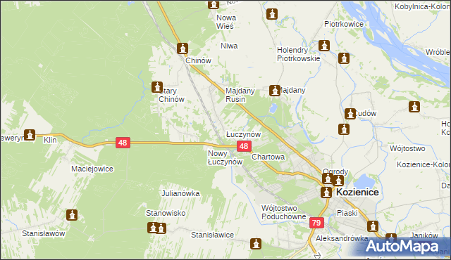 mapa Łuczynów gmina Kozienice, Łuczynów gmina Kozienice na mapie Targeo