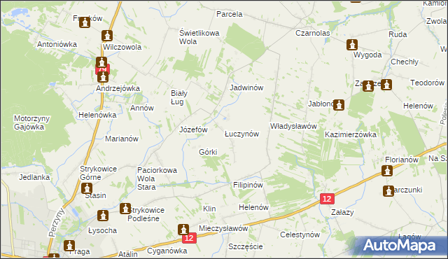 mapa Łuczynów gmina Policzna, Łuczynów gmina Policzna na mapie Targeo