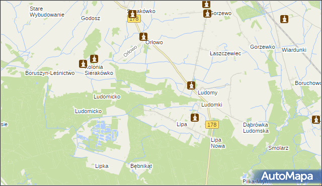 mapa Ludomy Leśniczówka, Ludomy Leśniczówka na mapie Targeo